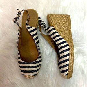 G.h. Bass & Co Emilie Espadrilles Cream And Blue Jute, Wedge Sandals Size 6 B-24